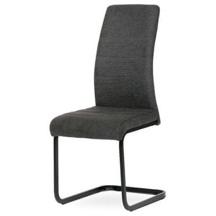 Autronic Moderní jídelní židle Židle jídelní, šedá látka, kovová pohupová podnož, černý kov (DCL-414 GREY2)